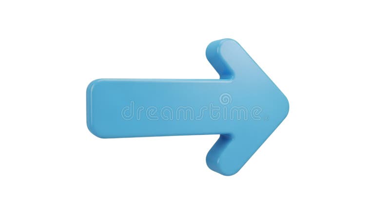 Blue arrow pointing right, direction indicator, navigation sign, 3d render royalty free illustration