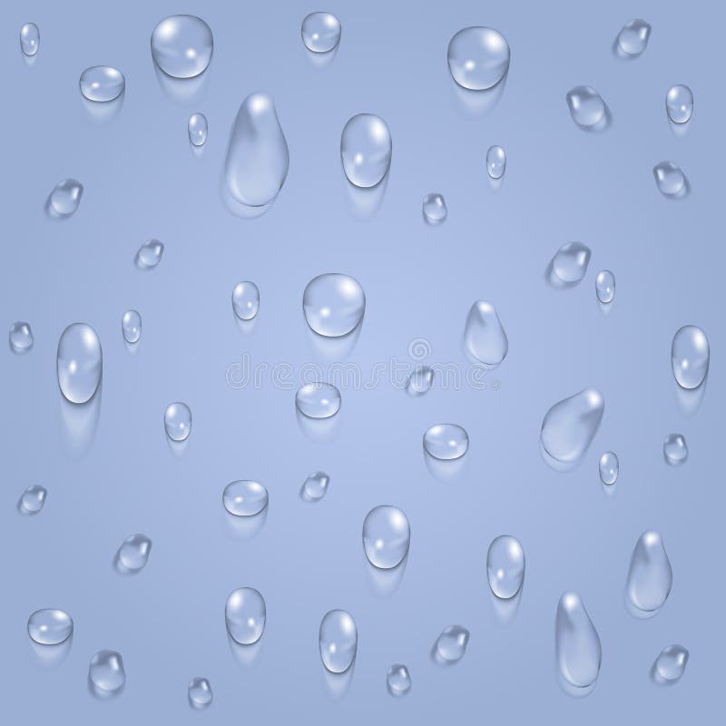 Light blue transparent water drops vector background