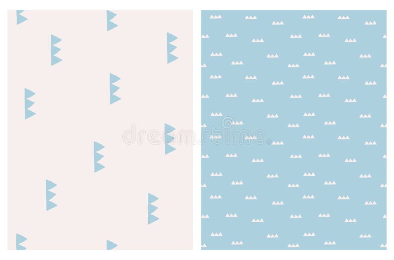 Pastel Blue Minimalist Seamless Geometric Vector Patterns. Stock Vector