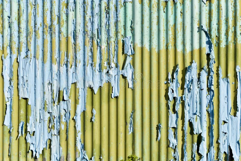 Light Blue and Yellow Paint with Scratch on the Galvanized Iron Stock