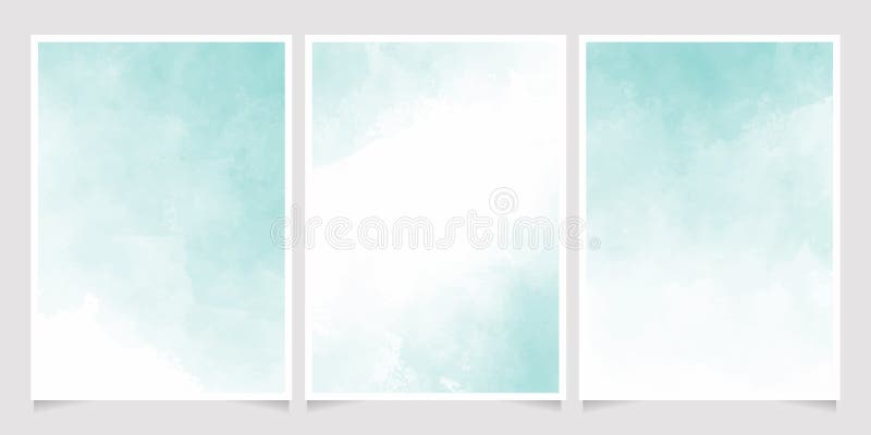 light bright green pastel watercolor wet wash splash 5x7 invitation card background template collection