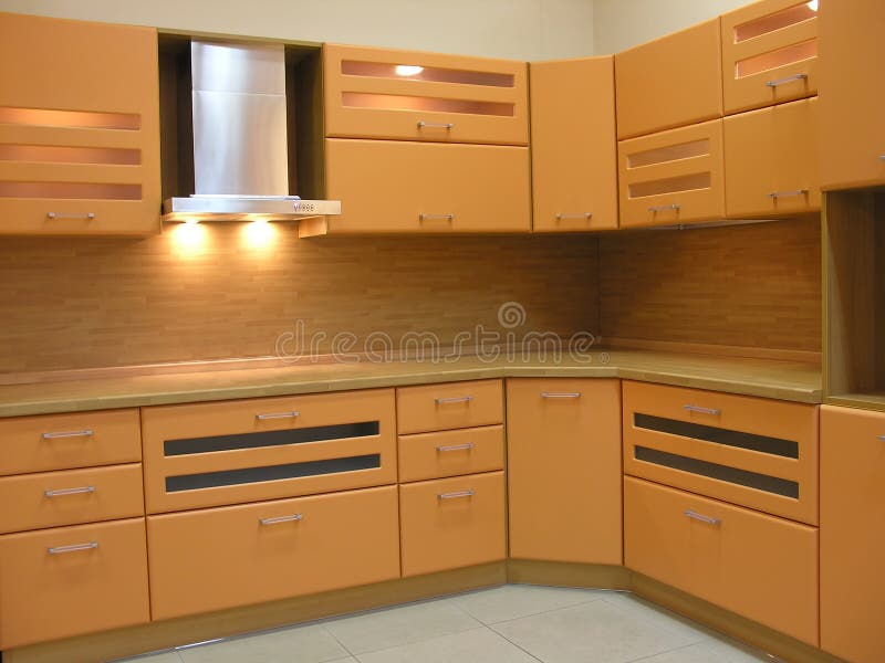 Light brown kitchen stock images