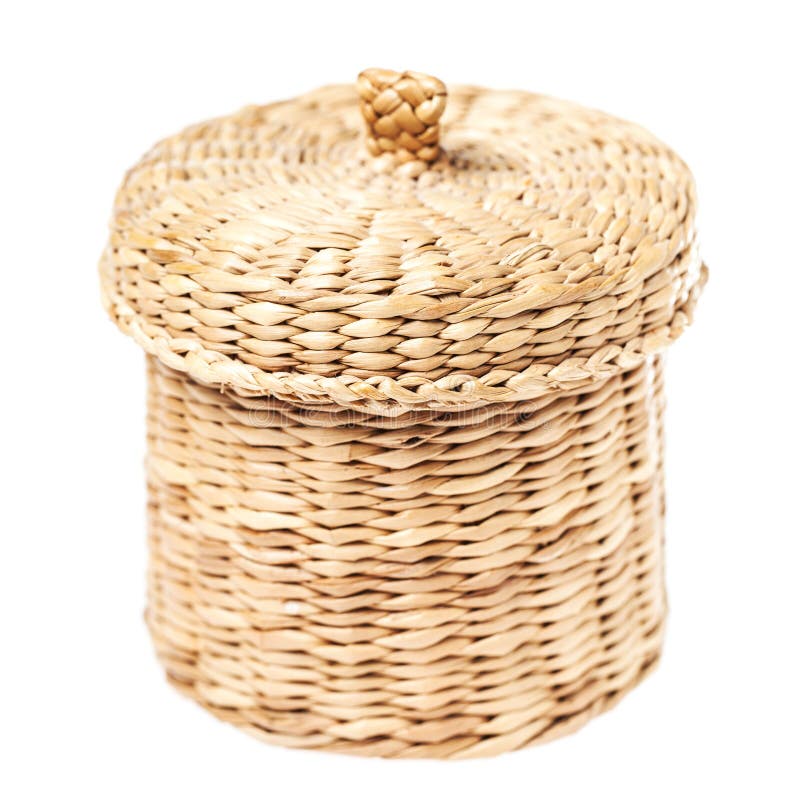 Light Brown Wicker Basket with Closed Lid Stock Image Image of circle