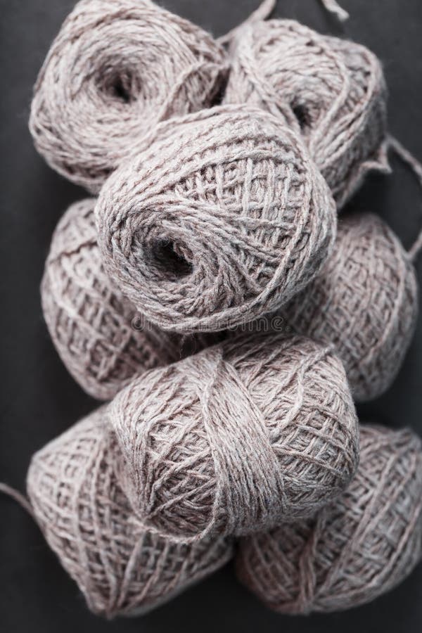 Light Brown Wool Yarn Made of Threads in Tangles. Stock Photo Image