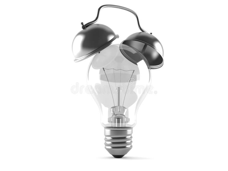 Light Bulb with Alarm Clock Stock Illustration Illustration of white