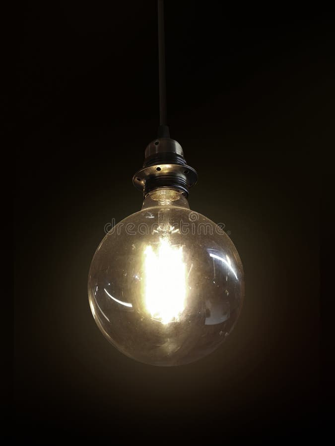 Light Bulb on Black Background Stock Photo Image of filament, lamp
