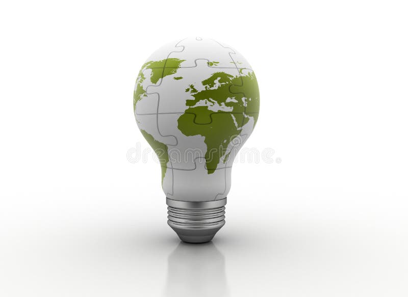 Bulb with world map on a white background. Isolated 3D image. Bulb with world map on a white background. Isolated 3D image.