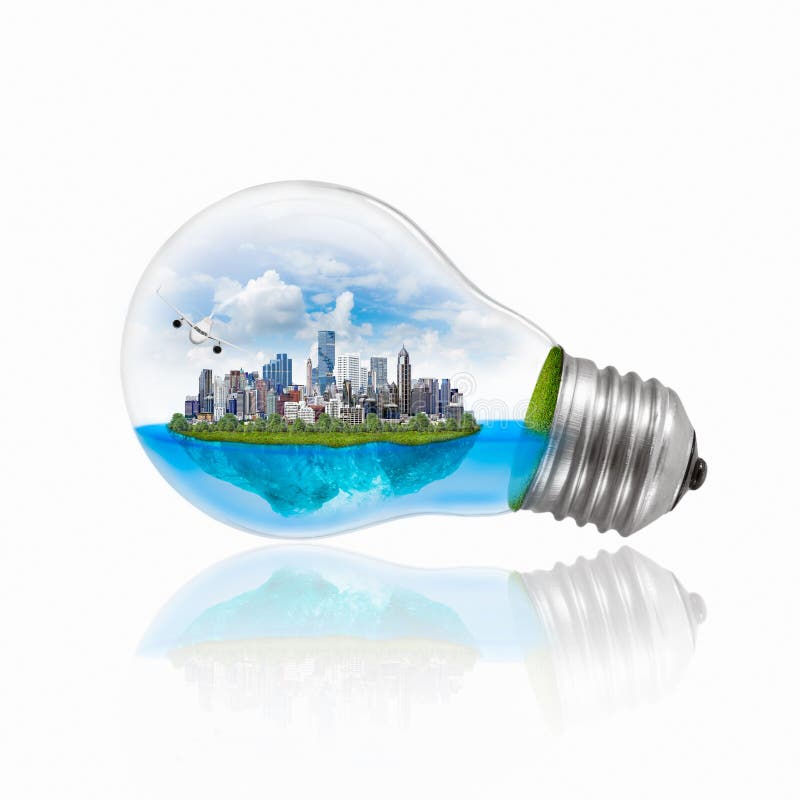 Light Bulb with Environmentally Friendly Energy Stock Image Image of