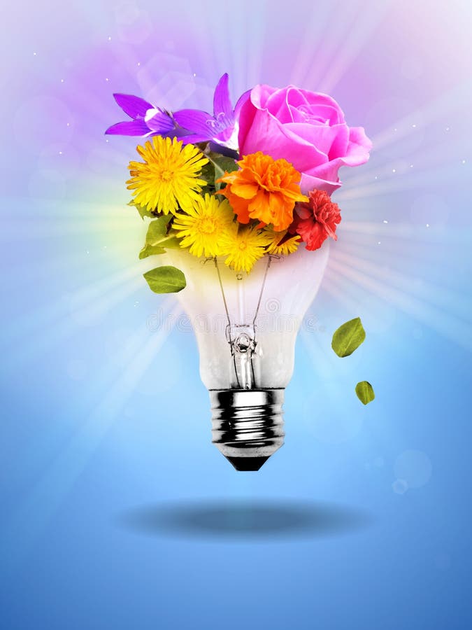 Light bulb with flowers stock photo. Image of garden 103188324