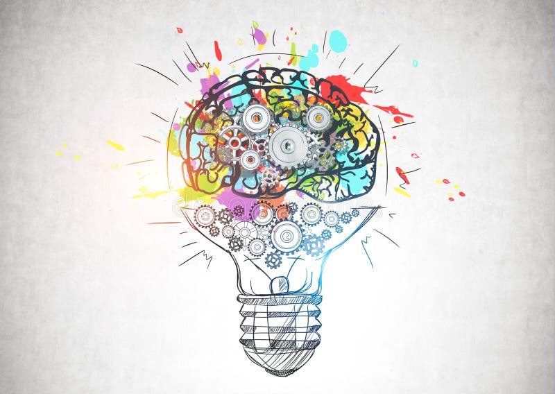 Light bulb with gear brain, creative thinking