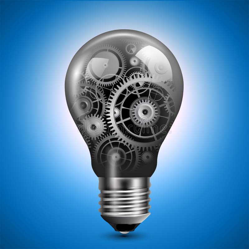 Light bulb with gears stock vector. Illustration of bulb 54472254