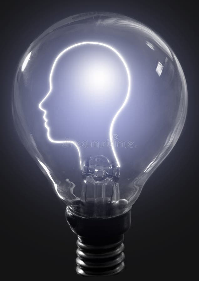 Light bulb human profile stock image. Image of creative 57588493