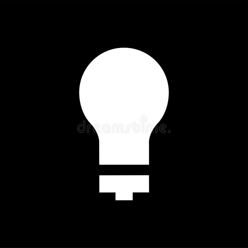 Light Bulb Icon on Black Background. Black Flat Style Vector Illustration Stock Vector