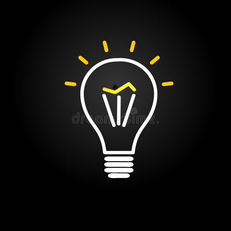 Light Bulb Icon on Black Background. Vector Concept. Stock Illustration Illustration of