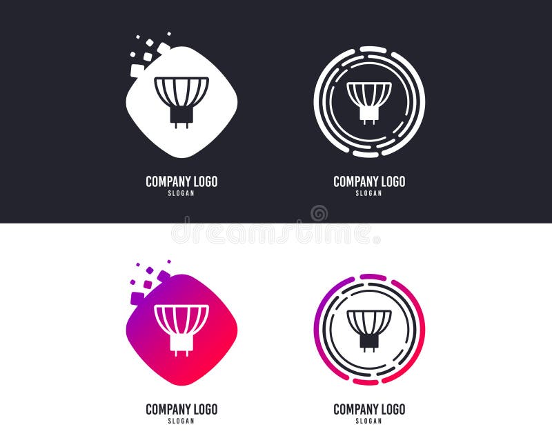 Logotype concept. Light bulb icon. Lamp GU5.3 socket symbol. Led or halogen light sign. Logo design. Colorful buttons with icons. Vector. Logotype concept. Light bulb icon. Lamp GU5.3 socket symbol. Led or halogen light sign. Logo design. Colorful buttons with icons. Vector