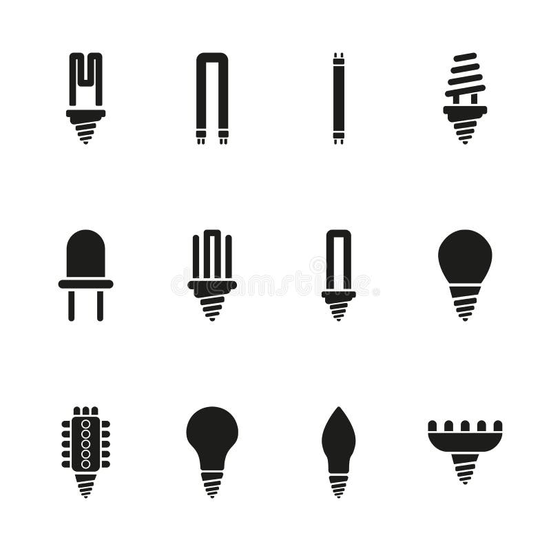 The Light Bulb Icon, Set of 12 Icons. Lamp and Bulb, Lightbulb Symbol ...