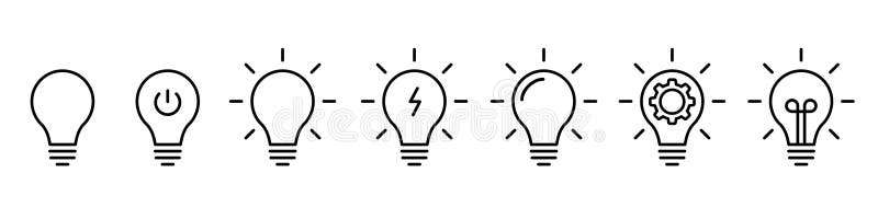 Light bulb icon set innovation and solution symbols visualization creative thinking process generating idea light bulb icon set stock illustratie