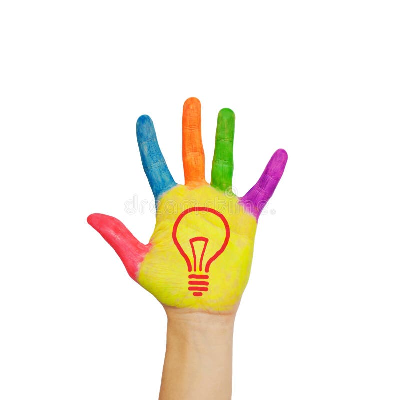 Light bulb (idea concept) on child's hand.