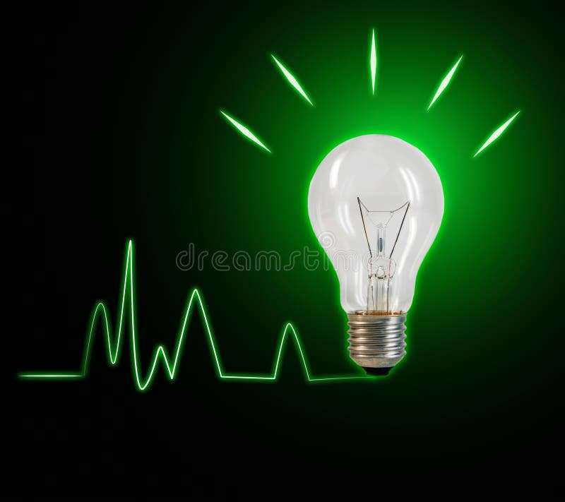 Light bulb idea on green