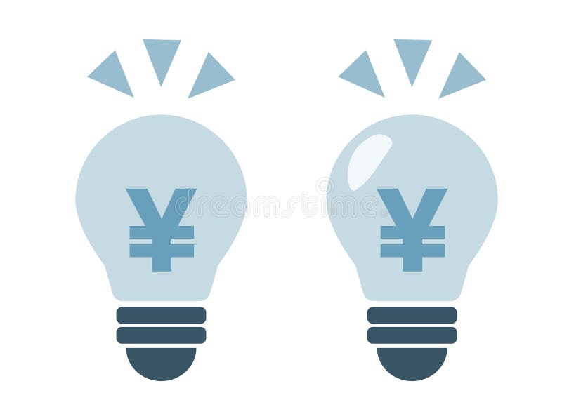 Light bulb illustration regarding electricity bill increase decreaseImage of electricity bill. Cost price decrease vectors