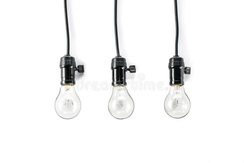 Light bulb with and Lamp Holder, cable tungsten three royalty free stock photo