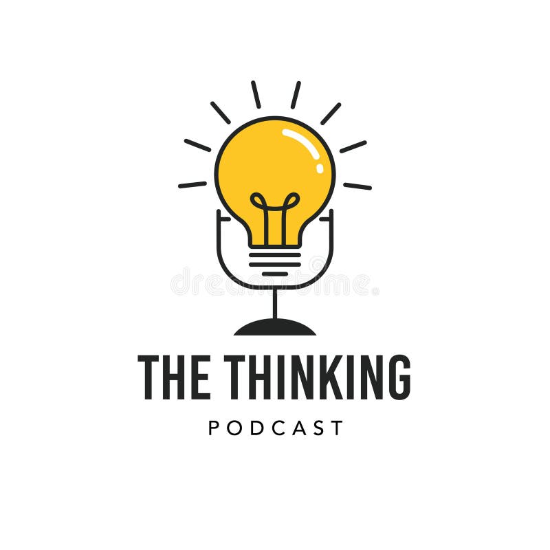 Light bulb microphone symbol creative thinking ideas and innovation podcast concept design vector logo illustration royalty-vrije illustratie