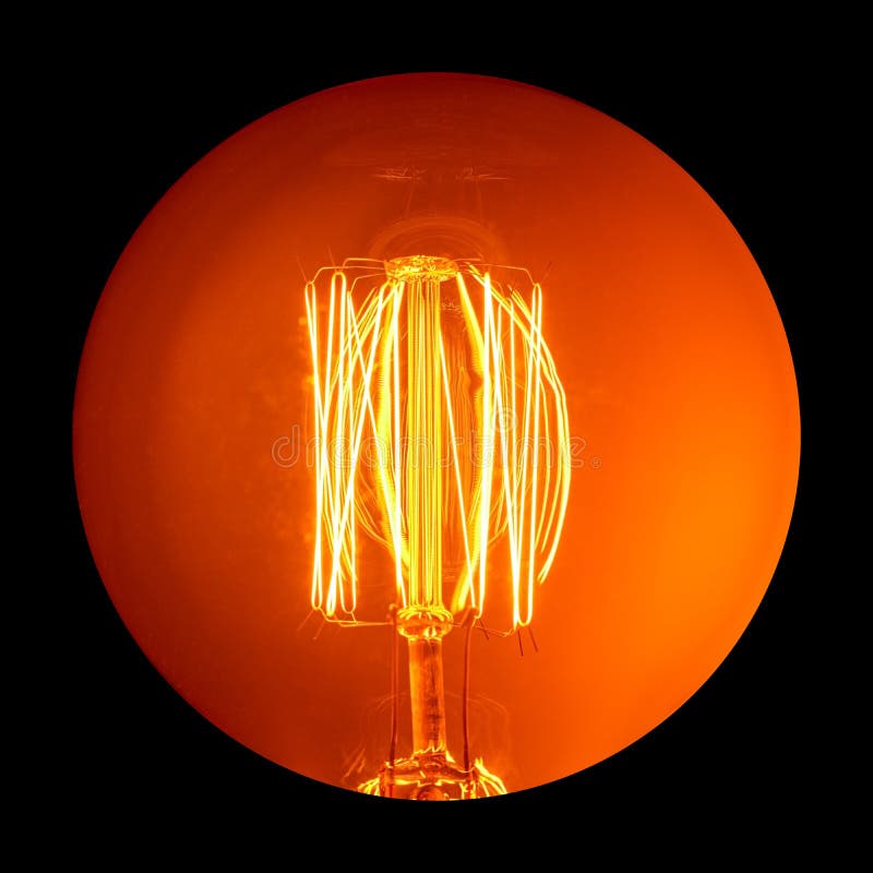 Orange Incandescent Round Light Bulb. Stock Photo Image of innovation