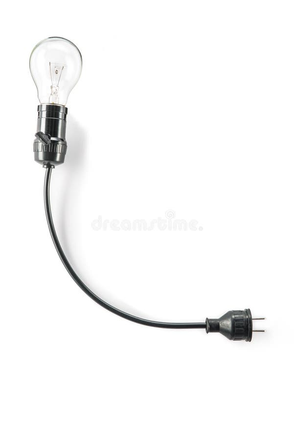 Light bulb with plug and Lamp Holder, cable tungsten royalty free stock photo