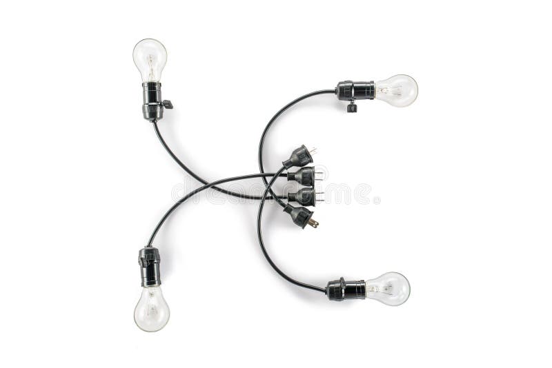 Light bulb with plug and Lamp Holder, cable tungsten four royalty free stock photography