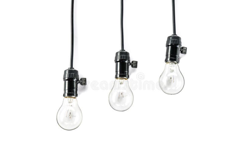 Light bulb with plug and Lamp Holder, cable tungsten three stock image