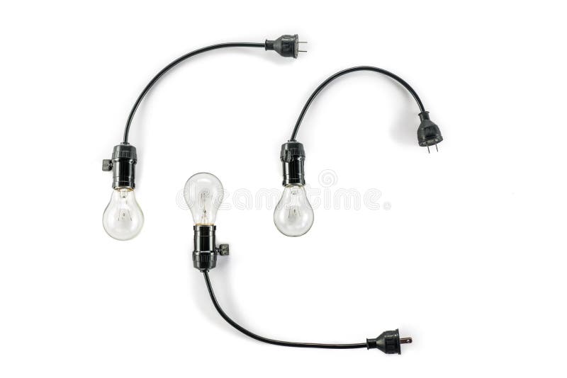 Light bulb with plug and Lamp Holder, cable tungsten three royalty free stock image