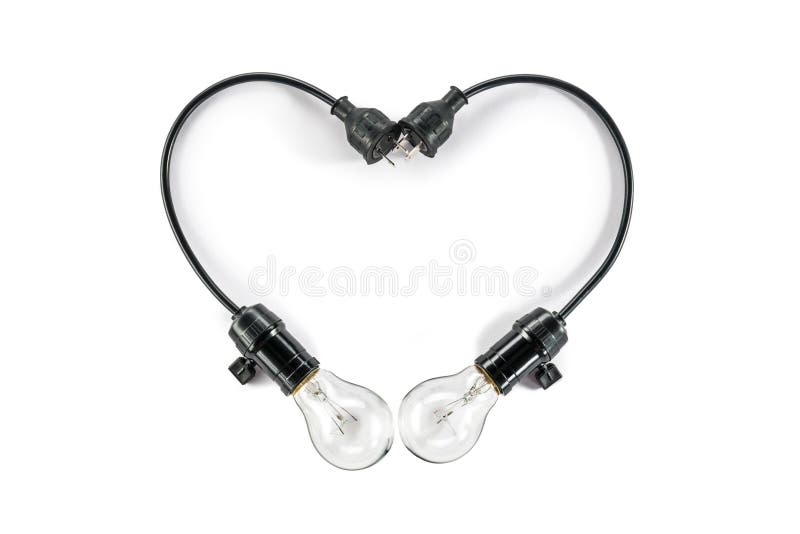 Light bulb with plug and Lamp Holder in heart shape royalty free stock photography