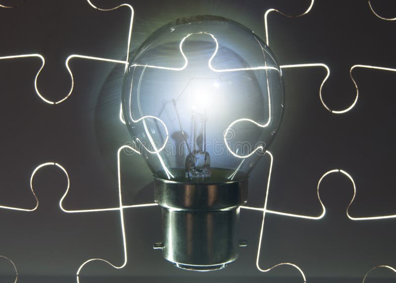 Light bulb puzzle stock image. Image of concept, electricity 56408475