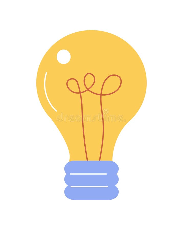 Light bulb vector icon in dodle style. Brainstorming sign. Lightbulb in flat style. Hand drawn electrical lamp stock illustration
