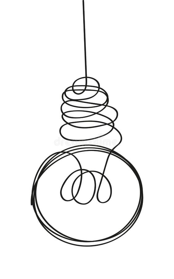 Light bulb vector in line, dodle style. Brainstorming vector concept. Lightbulb with line curve. vector illustration
