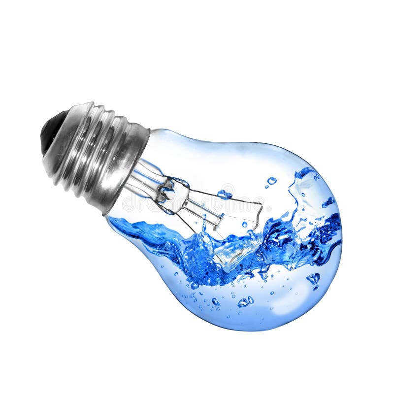 An Energy Saving Light Bulb Falling into the Water Stock Photo Image