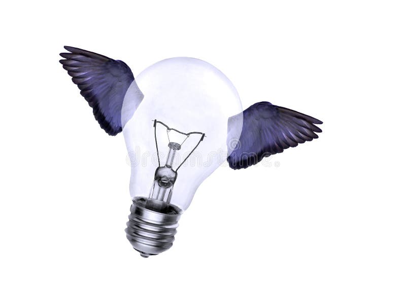 Light Bulb Wings Flying Isolated Stock Image Image of growth, inspire