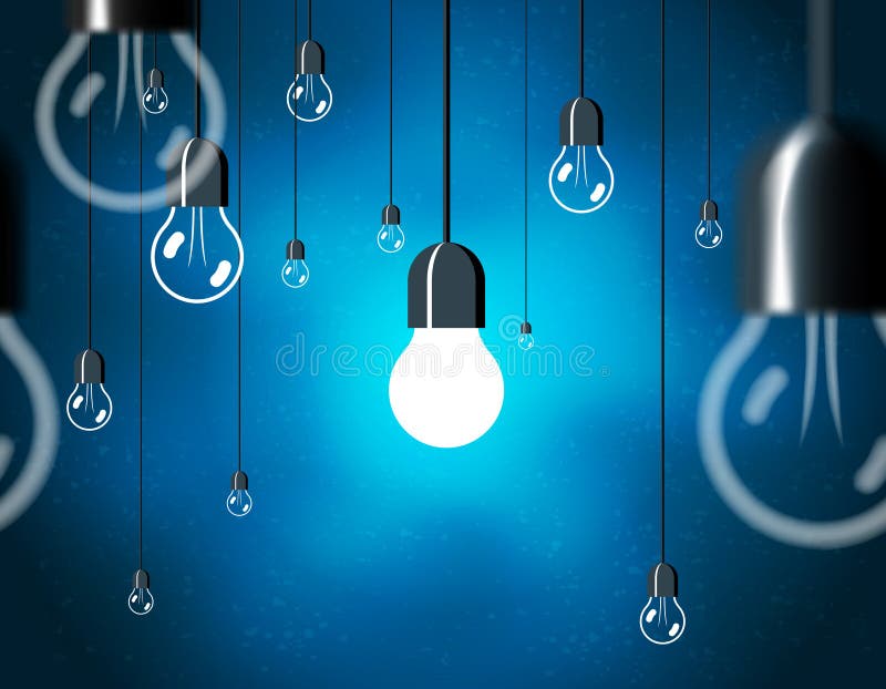 Hanging Light Bulbs Blue Background Stock Illustrations 475 Hanging