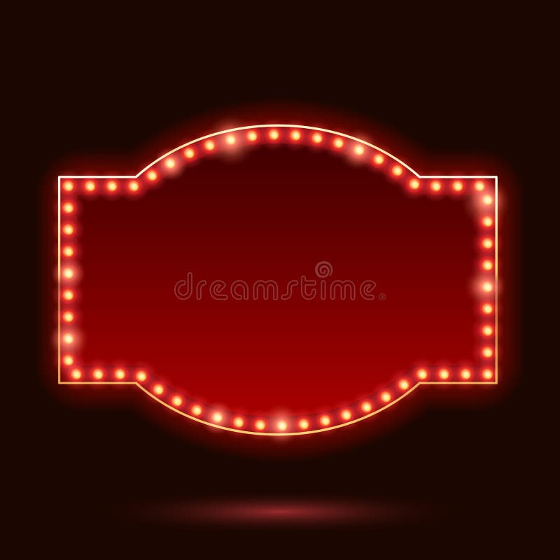 Light bulbs vintage neon glow frame vector illustration.