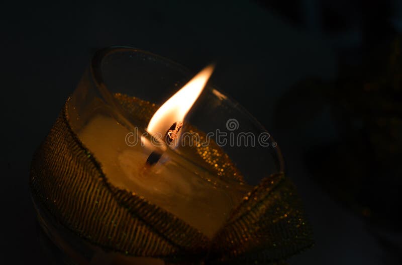 The Light of Candle Illuminate the Dark Stock Photo Image of glass