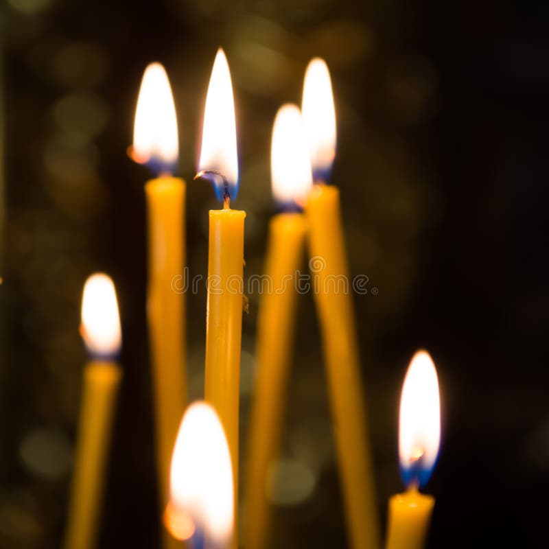Burning Candles in Catholic Church Stock Photo Image of inside