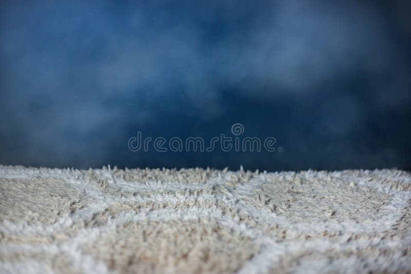 Light Carpet with Geometric Pattern Isolated on White, Top View Stock