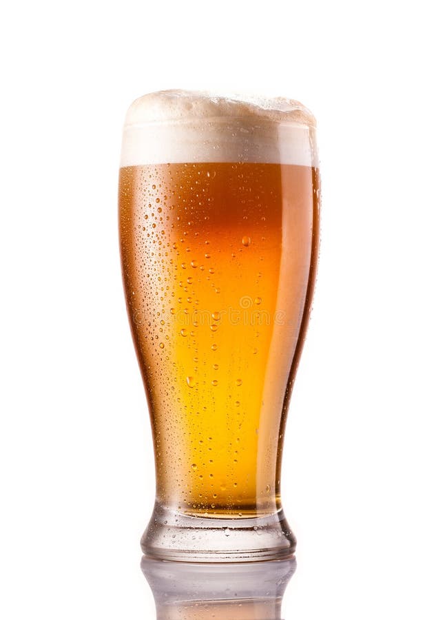 Light Cold Beer in Frosty Glass Isolated on White Stock Image Image