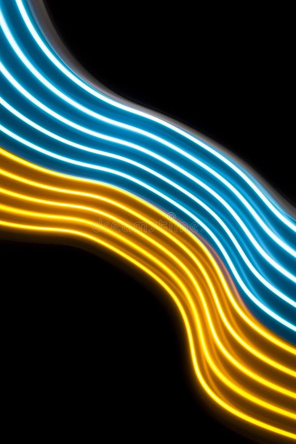 Yellow and blue light curve lines on a black background