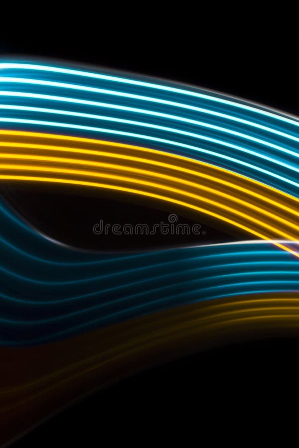 Yellow and blue light curve lines on a black background