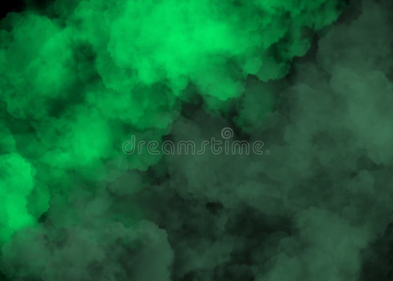 Light and Dark Green Smoke on Black Background Stock Illustration