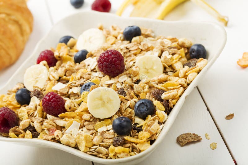 Light, Delicious Breakfast with Cereal and Fruit Stock Image Image of