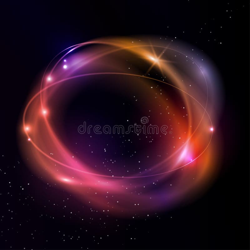 Light effects of glowing rings. Vector magic space illustration.