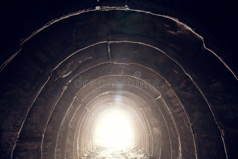 Light in End of Tunnel, Underground Corridor with Exit, Escape To