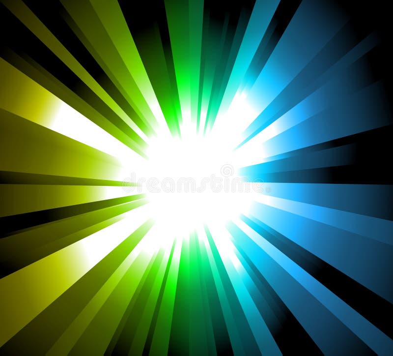 Light Explosion with Rainbow gradient background stock illustration